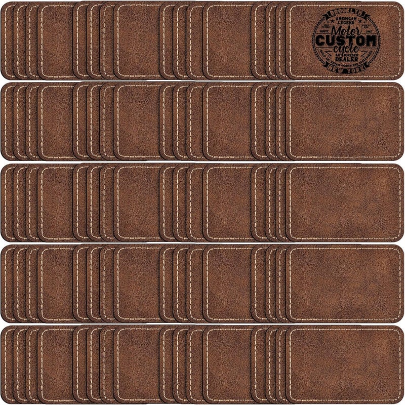 MAPRIAL 80 Pack Blank Leatherette Patches with Adhesive, Rectangle Laser Engravable Faux Leather Patch for Hats Custom, Fabric Repair Sew, Engraving Materials, Gifts, DIY (Rustic, 3 x 2 in) - Image 1